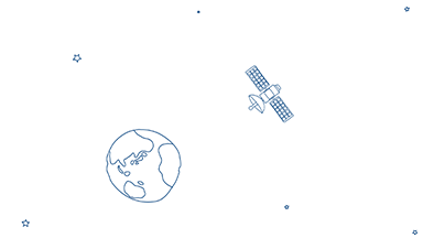 お仕事ヒストリー 動画サムネイル 人工衛星と地球イメージ